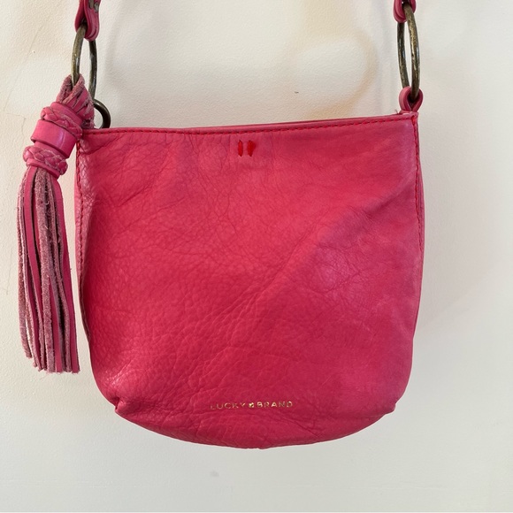 Lucky Brand Coral-Pink Leather Crossbody with Tassel - Picture 2 of 12